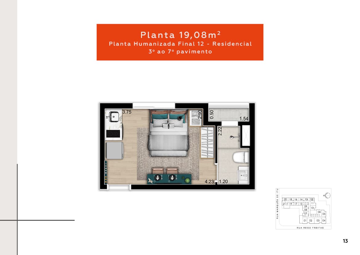 Planta 19,08m²