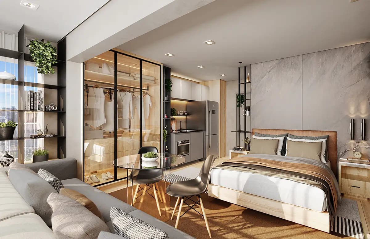 Perspectiva Apto. 1 Dorm.