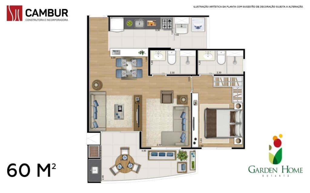 Planta 60m²