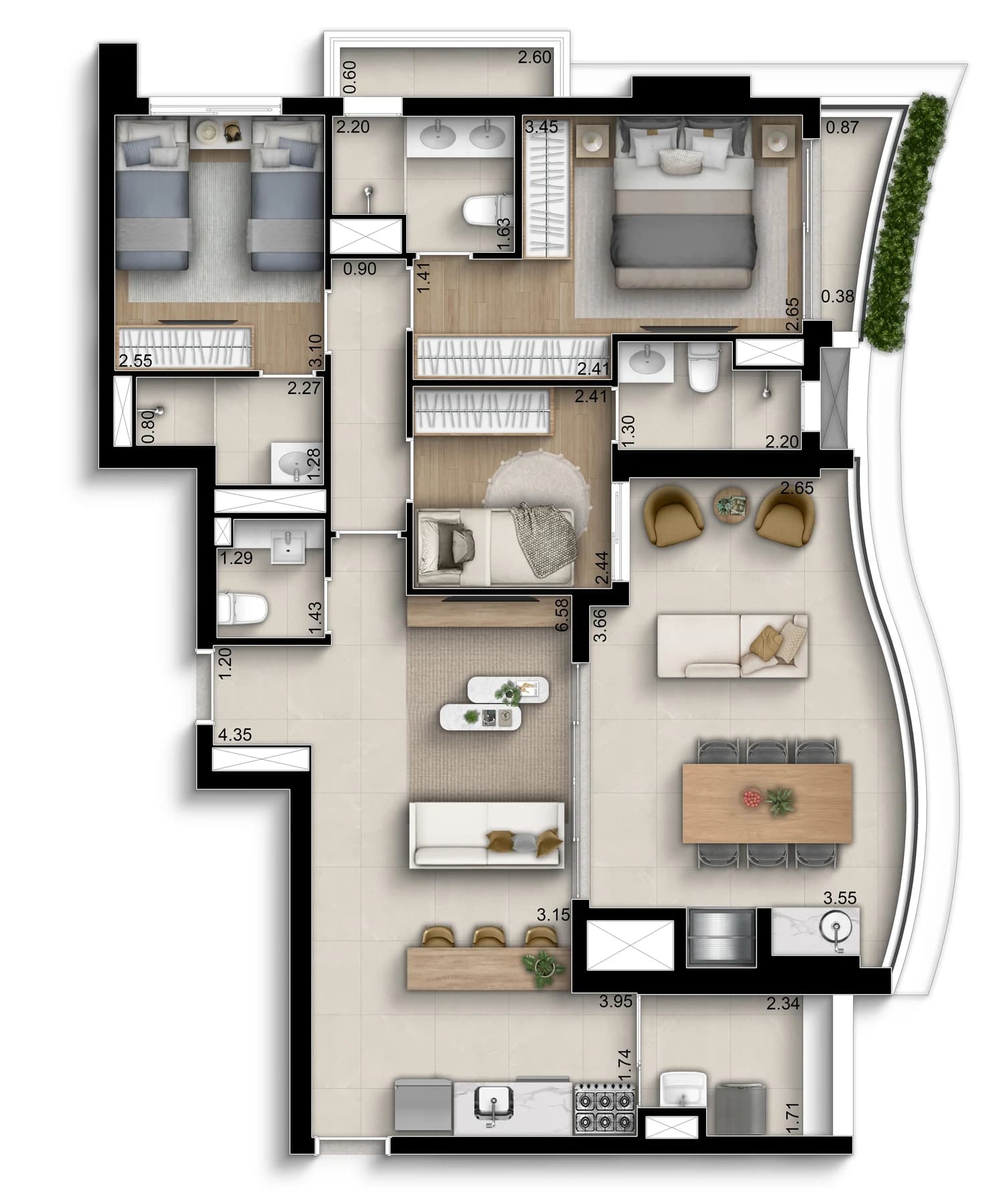 Planta Ilustrada - 108m²
